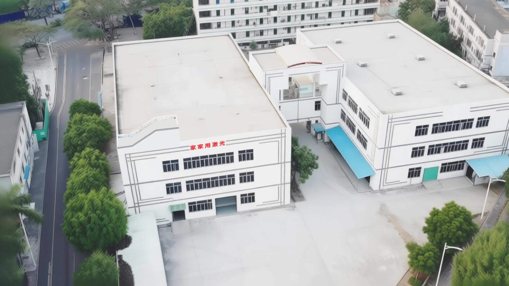 Company headquarters aerial view